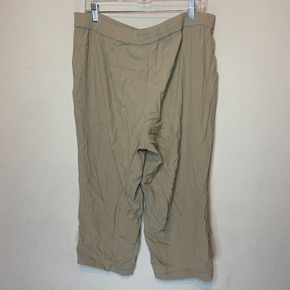 J Jill Women L Crop Pull On Pant Beige Crinkle Elastic Stretch Waist Lightweight - Picture 3 of 10